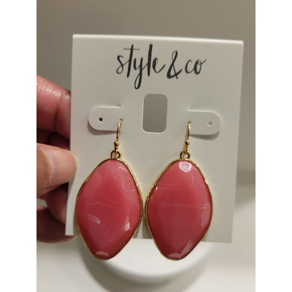 FINAL PRICE! Style & Co Gold Trim Pink Stone Drop Earrings